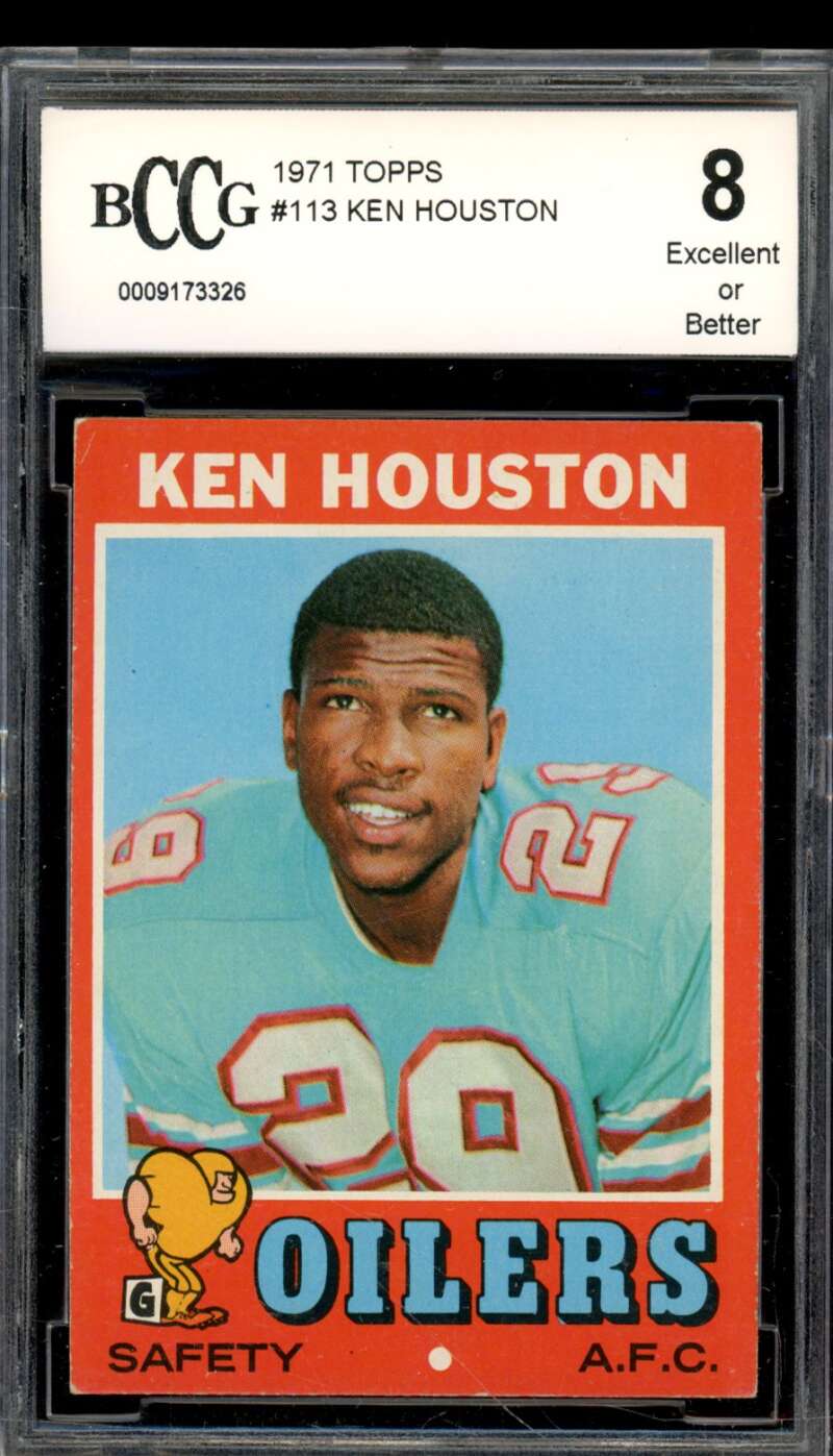 1971 Topps #113 Ken Houston Rookie Card BGS BCCG 8 Excellent+ Image 1