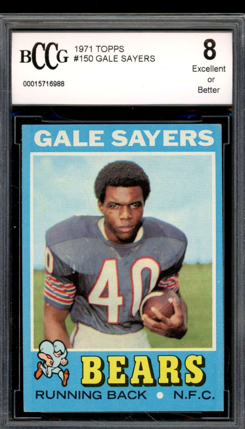 1971 Topps #150 Gale Sayers Card BGS BCCG 8 Excellent+ Image 1