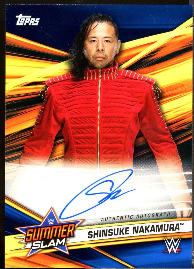 Shinsuke Nakamura Card 2019 Topps WWE SummerSlam Autographs Blue /50 #OCSN  Image 1