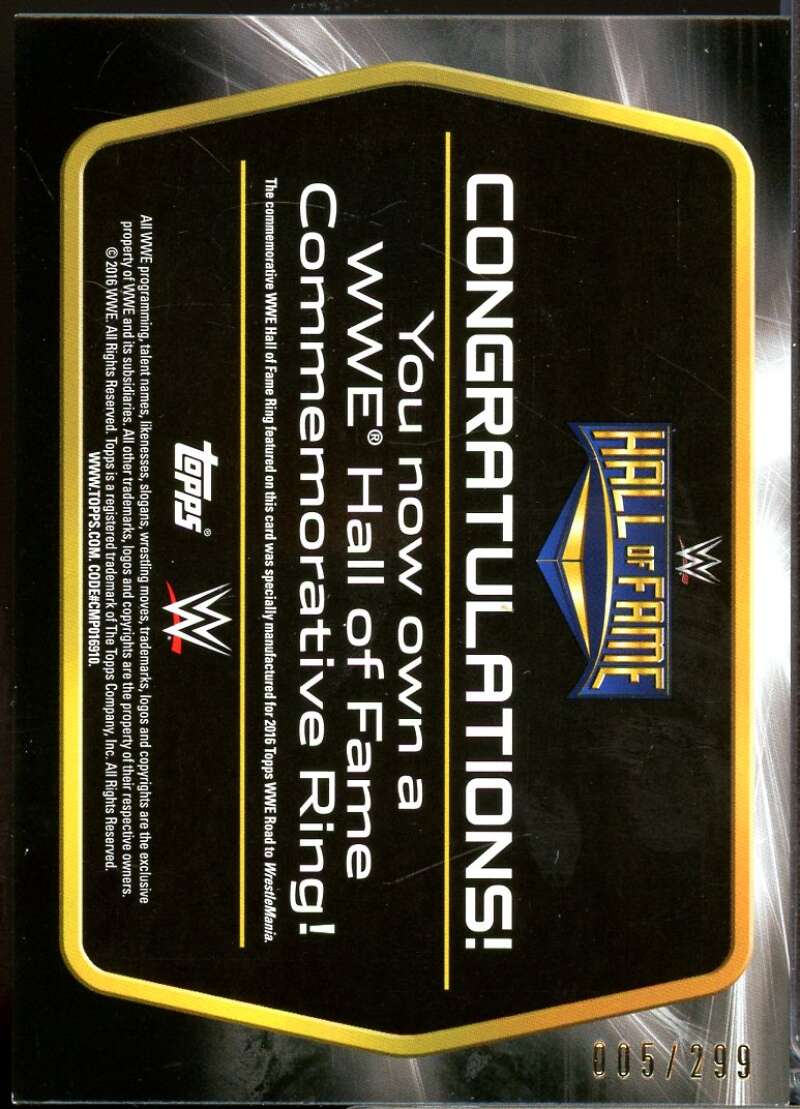Iron Sheik Card 2016 Topps WWE Hall of Fame Commemorative Ring Relics /299 #NNO  Image 2