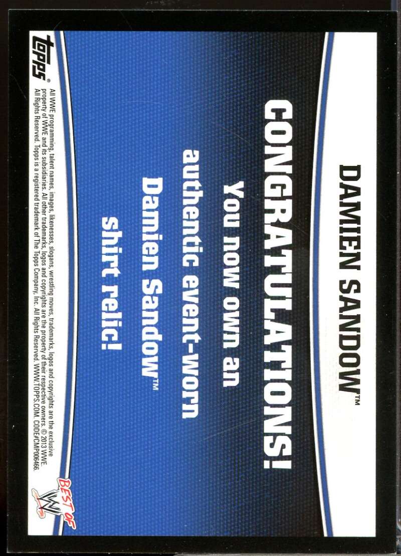 Damien Sandow Card 2013 Topps Best of WWE Swatch Relics Shirt #NNO  Image 2