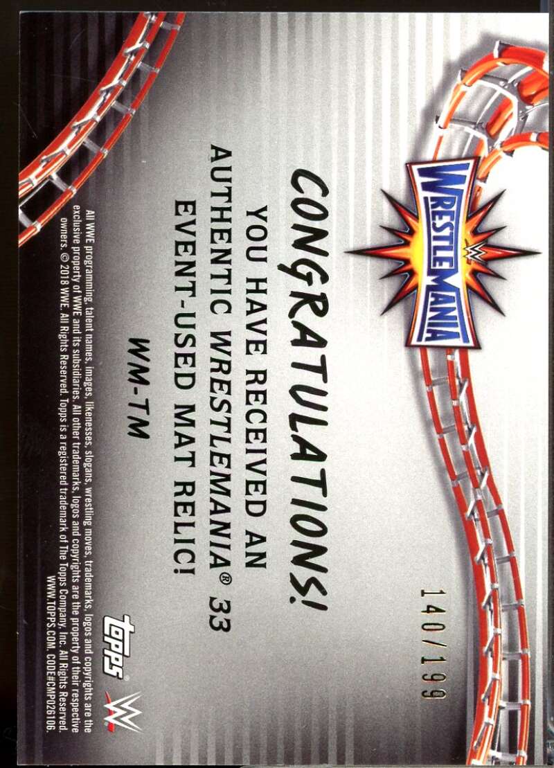 The Miz 2018 Topps WWE Road to WrestleMania 33 Mat Relic /199 #WMTM  Image 2
