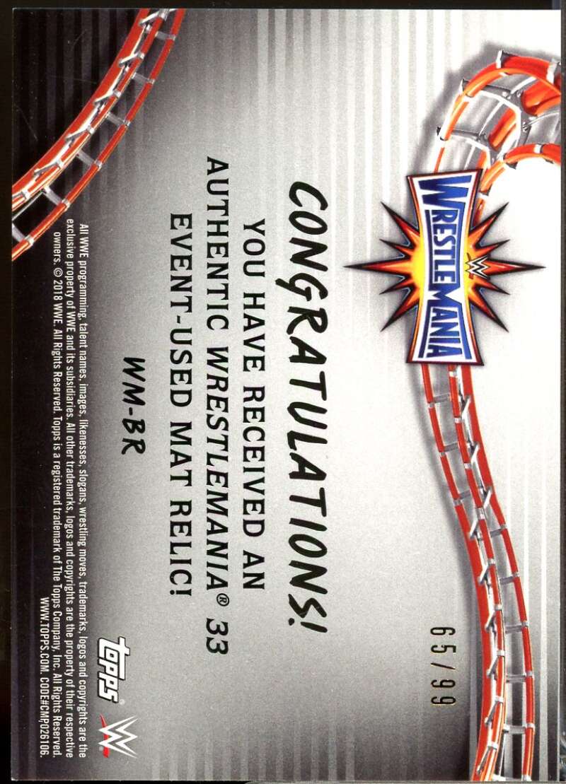 Brock Lesnar 2018 Topps WWE Road to WrestleMania 33 Mat Relics Bronze /99 #WMBR  Image 2