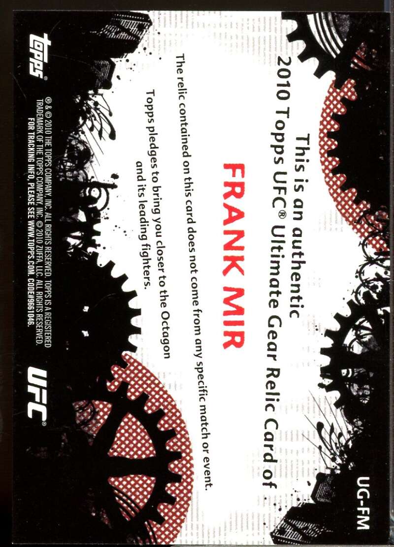 Frank Mir Card 2010 Topps UFC Ultimate Gear #UGFM  Image 2