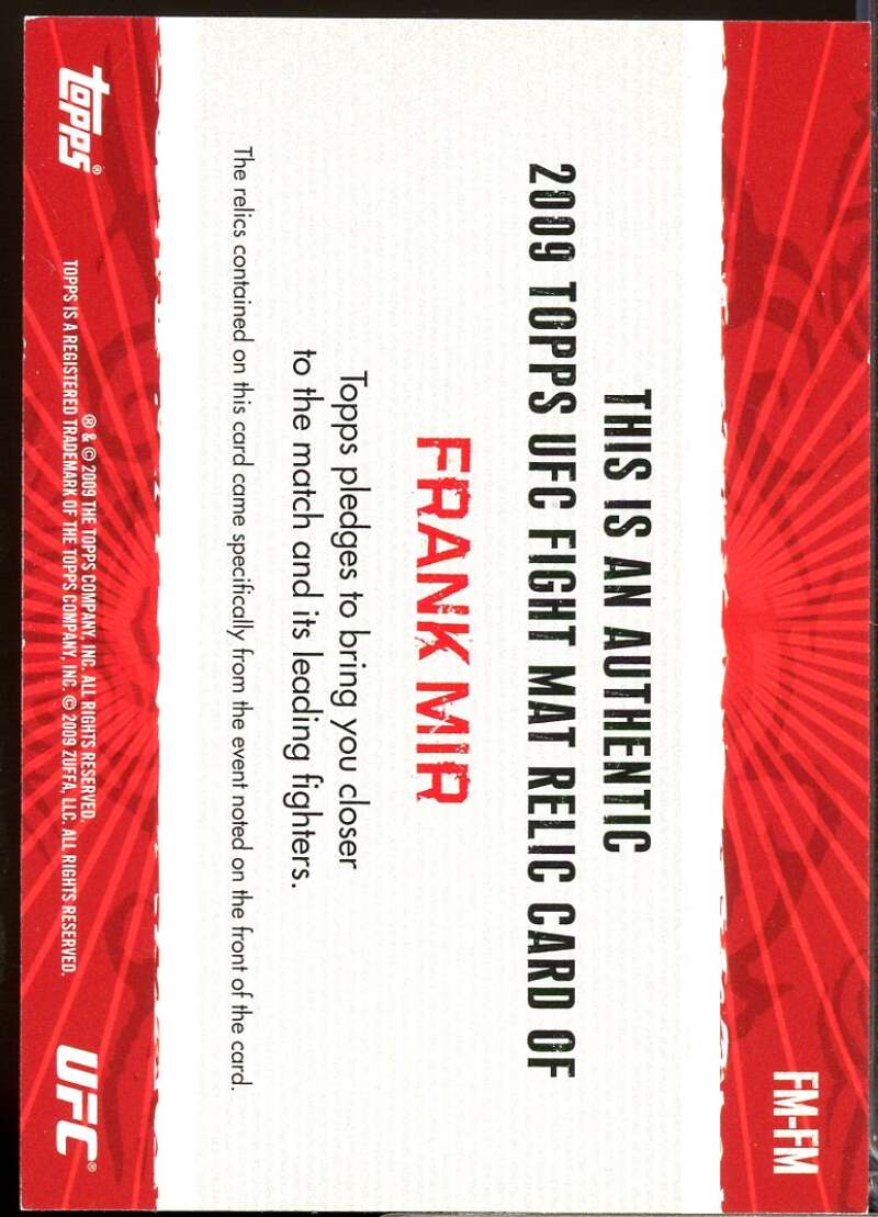 Frank Mir Card 2009 Topps UFC Fight Mat Relics #FMFM  Image 2