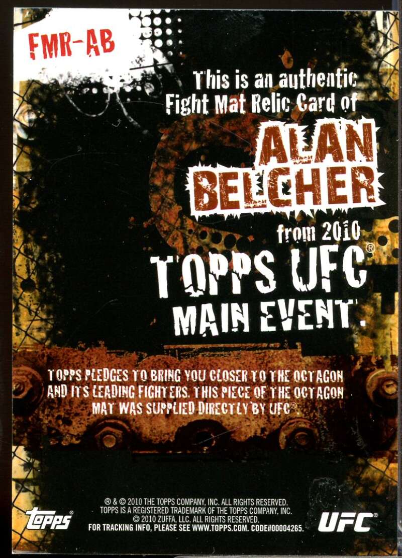 Alan Belcher Card 2010 Topps UFC Main Event Fight Mat Relics #FMRAB  Image 2