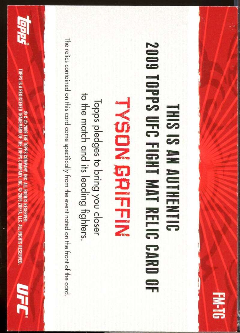 Tyson Griffin Card 2009 Topps UFC Fight Mat Relics #FMTG  Image 2