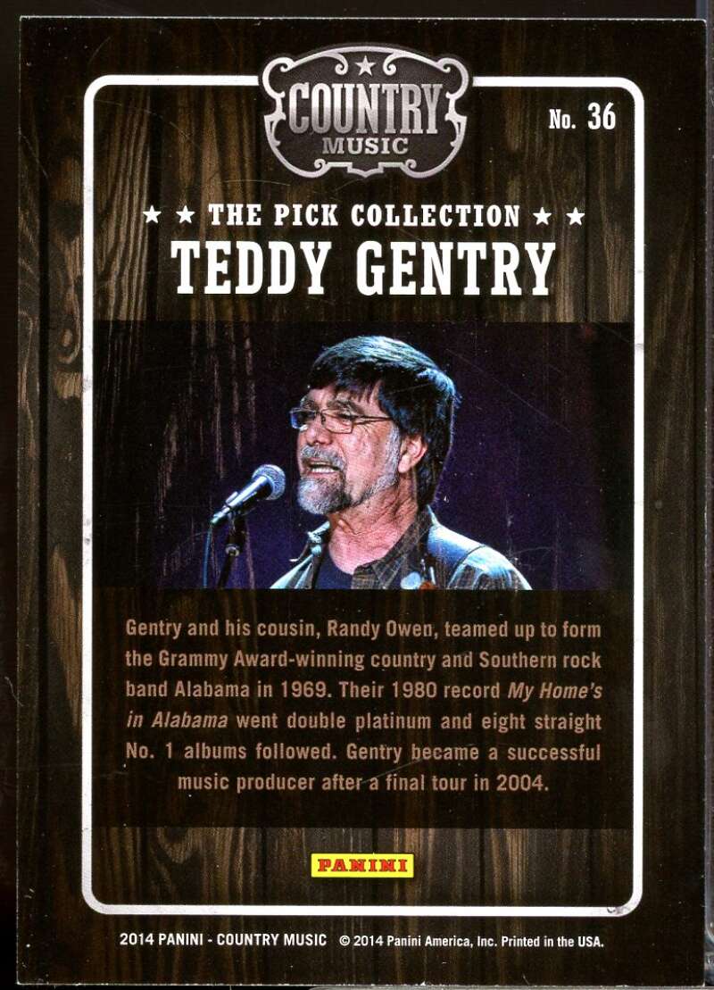 Teddy Gentry Card 2015 Panini Country Music Pick Collection #36  Image 2