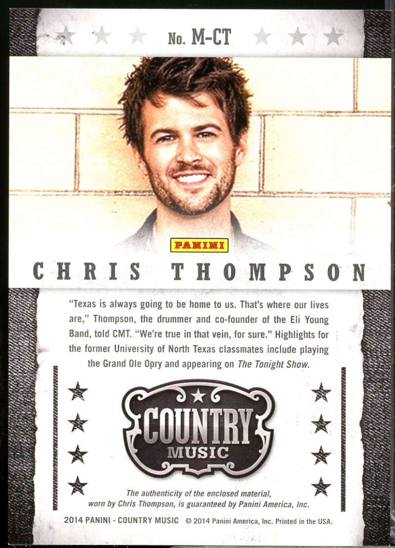 Chris Thompson Card 2015 Panini Country Music Musician Materials Green /227 #4  Image 2