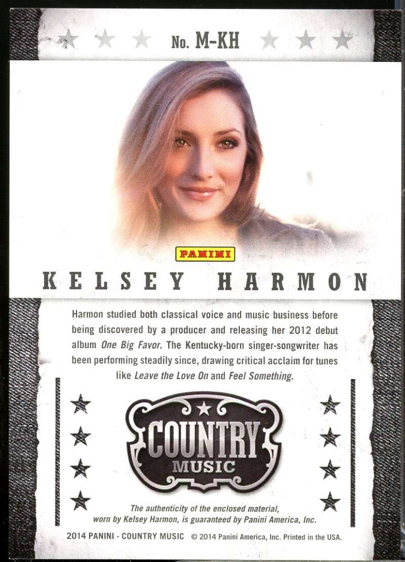 Kelsey Harmon Card 2015 Panini Country Music Musician Materials Green /499 #19  Image 2