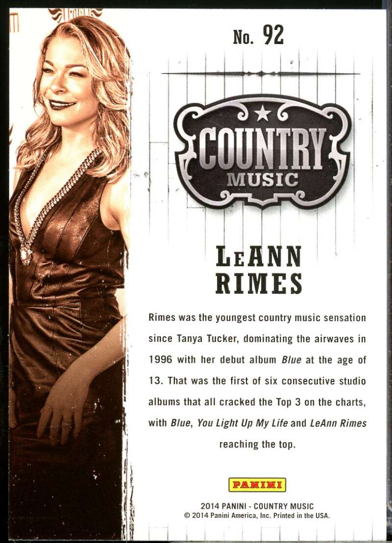 LeAnn Rimes Card 2015 Panini Country Music #92  Image 2