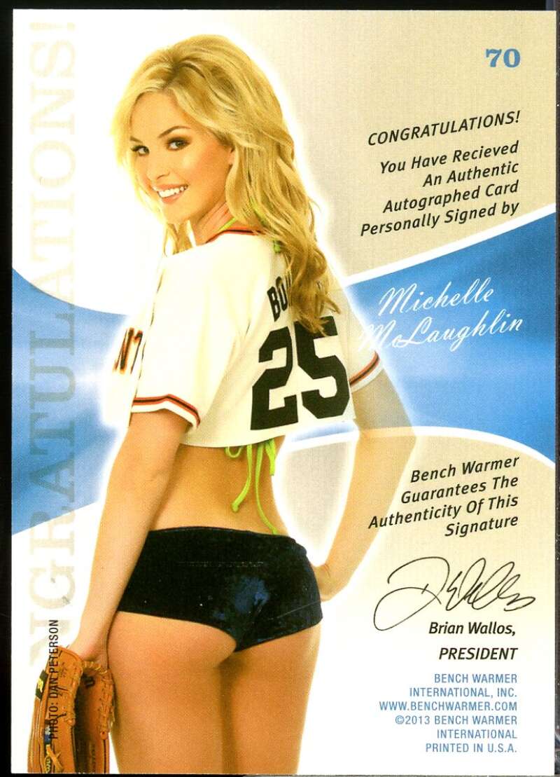Michelle McLaughlin Card 2013 Bench Warmer Bubble Gum Autographs #70  Image 2