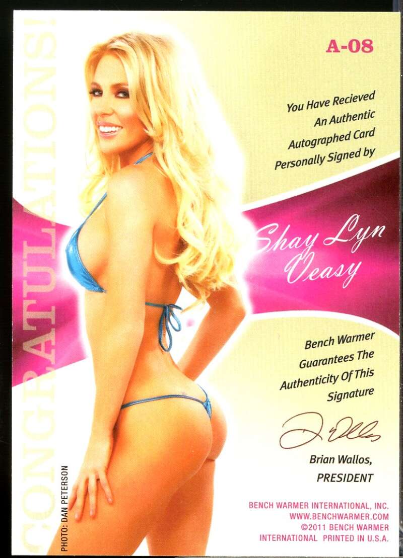 Shay Lyn Veasy Card 2011 Bench Warmer Bubble Gum Autographs #A8  Image 2