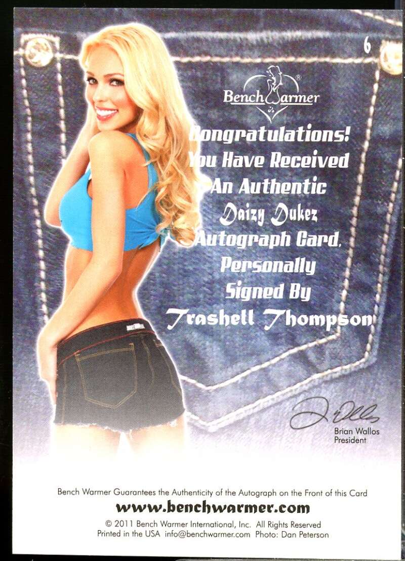 Trashell Thompson Card 2012 Bench Warmer Daizy Dukez Autographs #6  Image 2