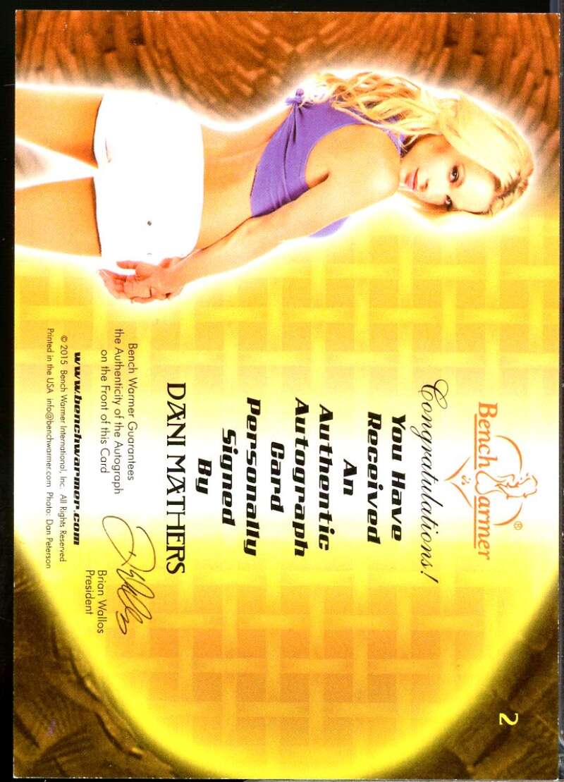 Dani Mathers 2016 Bench Warmer Eclectic Series 2 Thanksgiving Autographs #2  Image 2