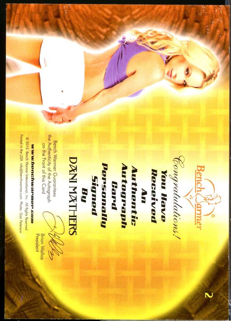 Dani Mathers 2016 Bench Warmer Eclectic Series 2 Thanksgiving Autographs #2  Image 2