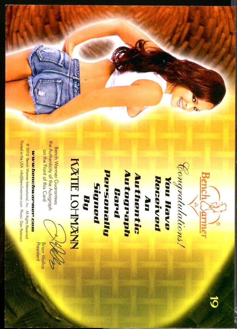 Katie Lohmann 2016 Bench Warmer Eclectic Series 2 Thanksgiving Autographs #19  Image 2