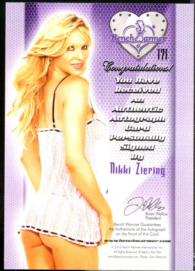 Nikki Ziering Card 2016 Bench Warmer Eclectic Series 2 Autographs #171  Image 2