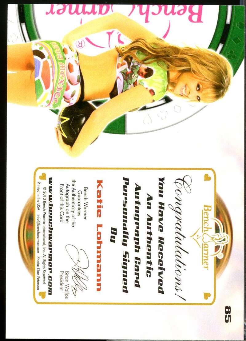 Katie Lohmann Card 2013 Bench Warmer Vegas Baby Autographs #85  Image 2