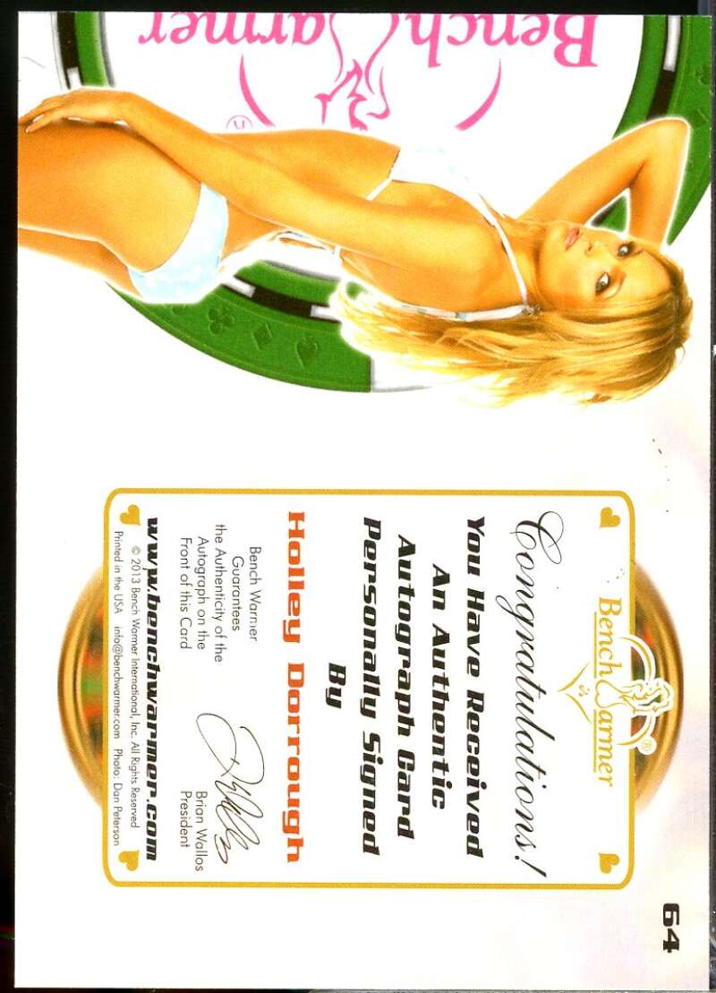 Holley Dorrough Card 2013 Bench Warmer Vegas Baby Autographs #64  Image 2