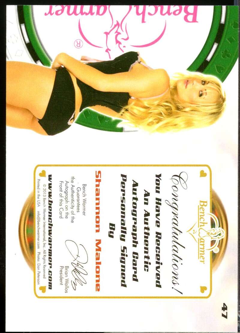 Shannon Malone Card 2013 Bench Warmer Vegas Baby Autographs #47  Image 2