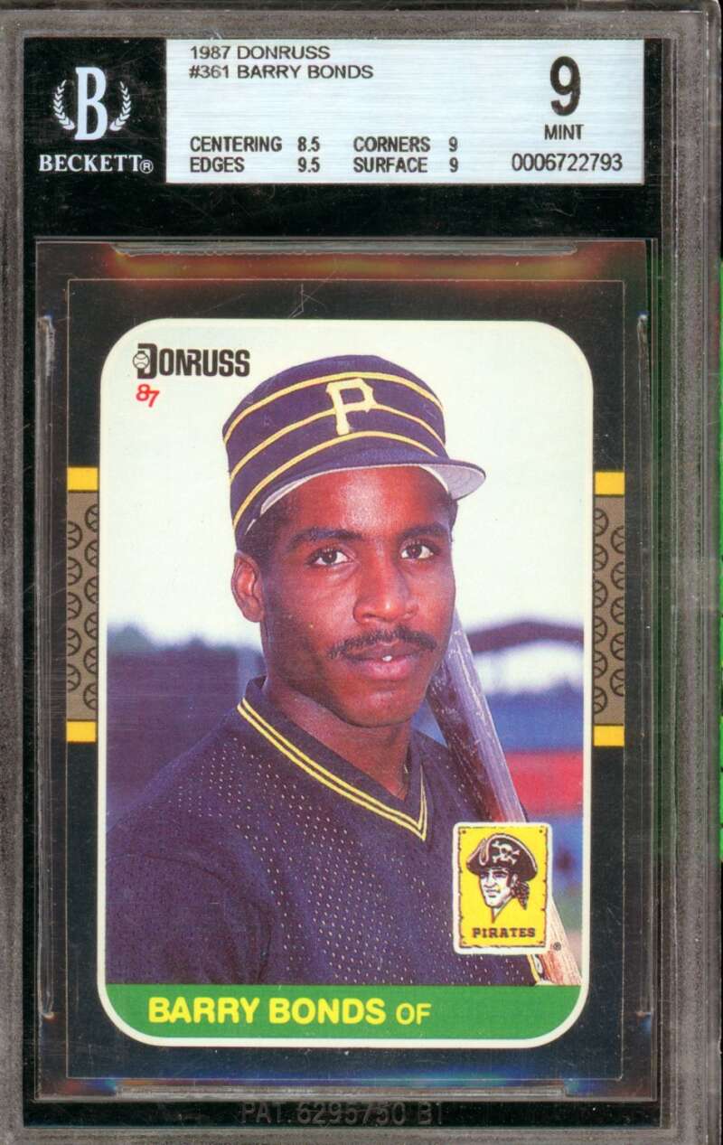 Barry Bonds Rookie Card 1987 Donruss #361 BGS 9 (holder crack) Image 1