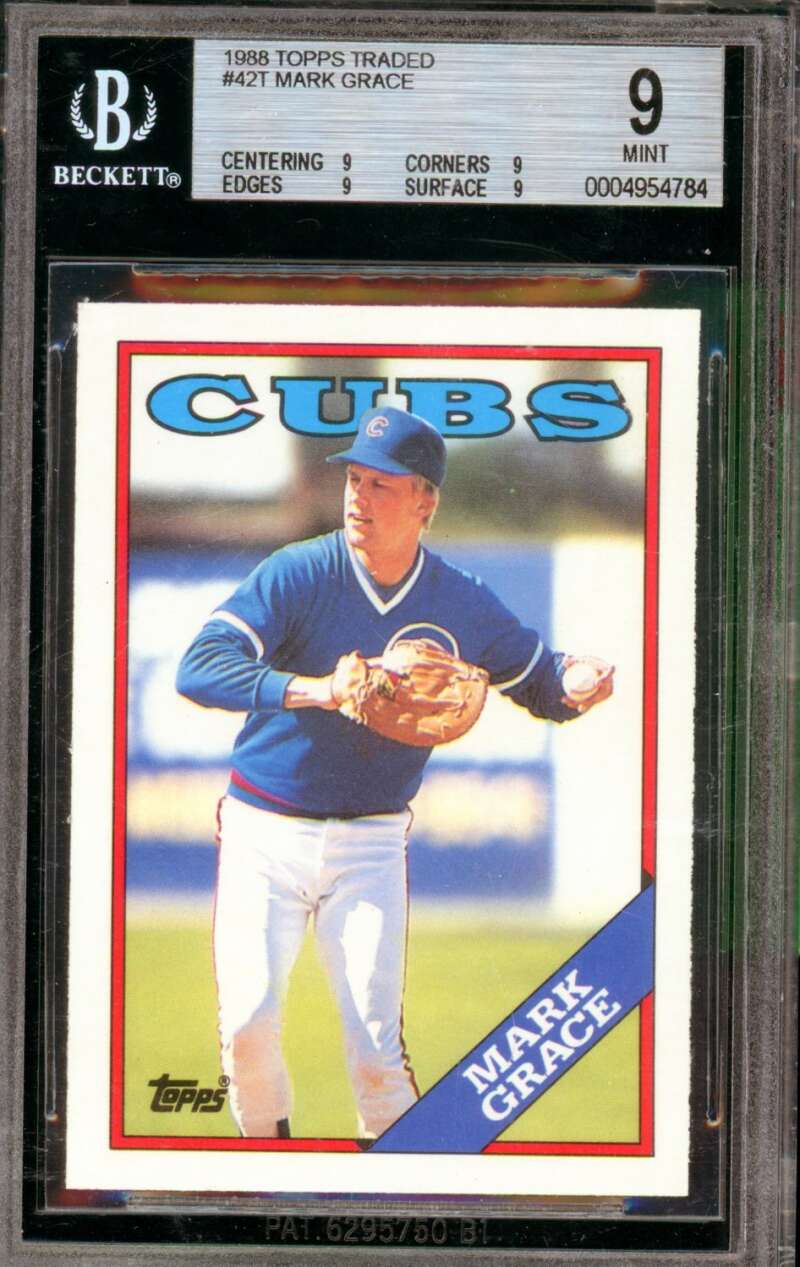 Mark Grace Rookie Card 1988 Topps Traded #42T BGS 9 Image 1