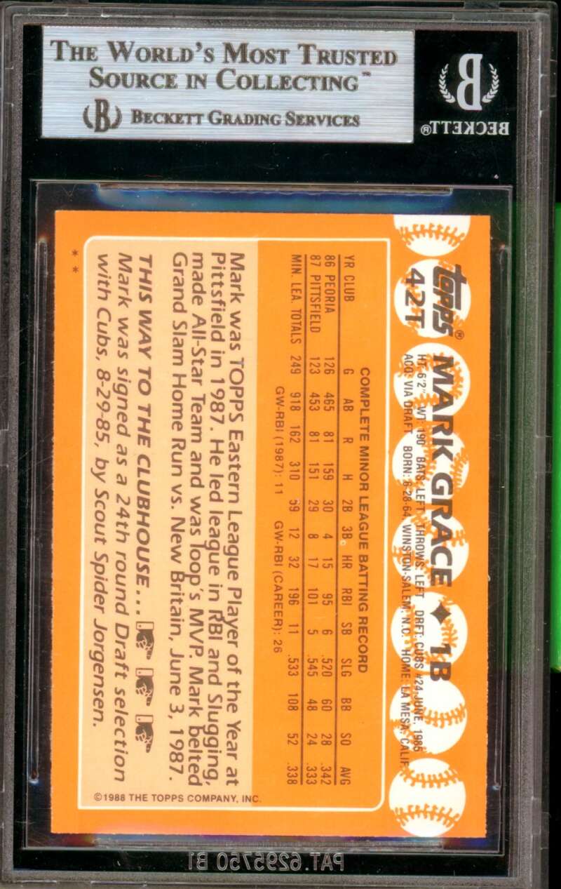 Mark Grace Rookie Card 1988 Topps Traded #42T BGS 9 Image 2