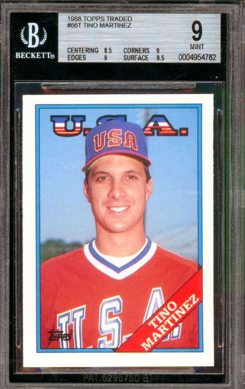Tino Martinez Rookie Card 1988 Topps Traded #66T BGS 9 Image 1