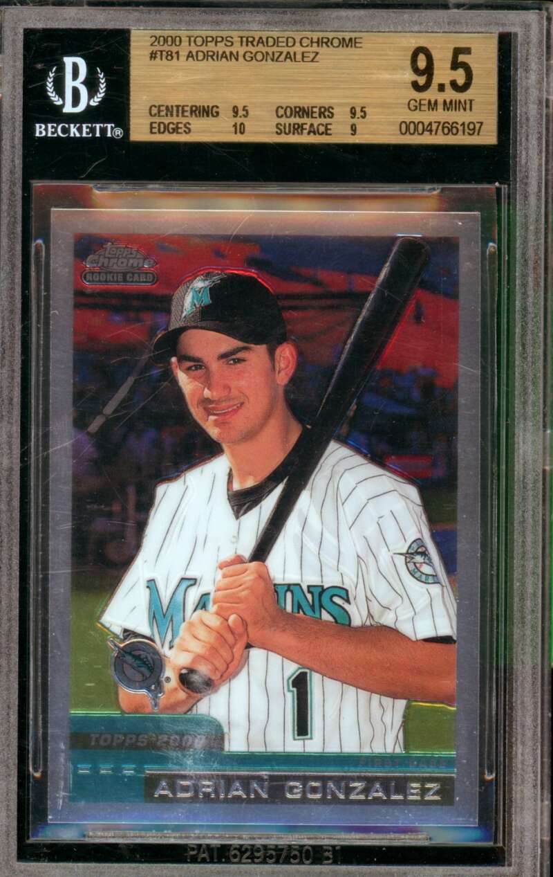 Adrian Gonzalez Rookie Card 2000 Topps Traded Chrome #T81 BGS 9.5 Image 1