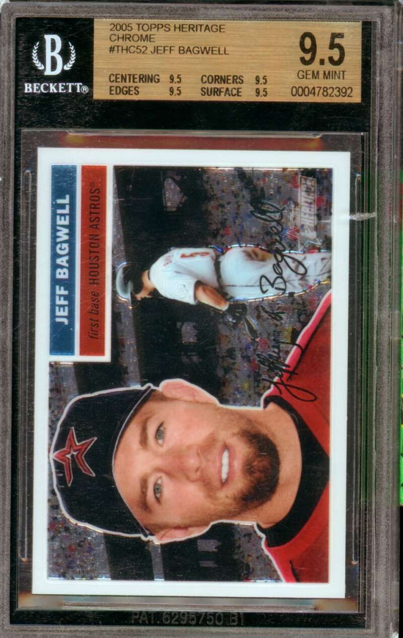 Jeff Bagwell Card 2005 Topps Heritage Chrome (pop 2) #THC52 BGS 9.5 Image 1