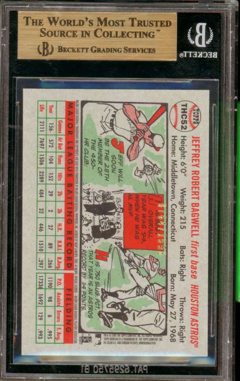 Jeff Bagwell Card 2005 Topps Heritage Chrome (pop 2) #THC52 BGS 9.5 Image 2