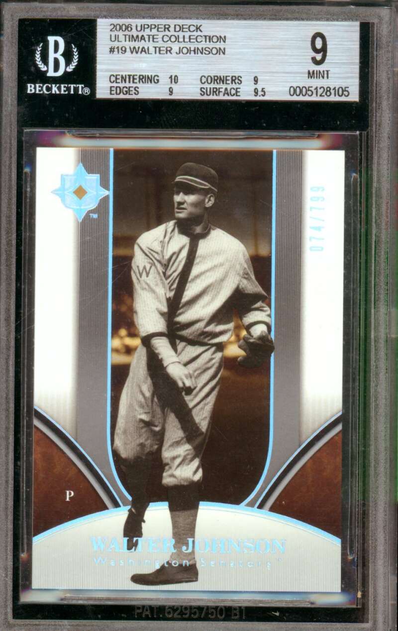 Walter Johnson Card 2006 Upper Deck Ultimate Collection (pop 4) #19 BGS 9 Image 1