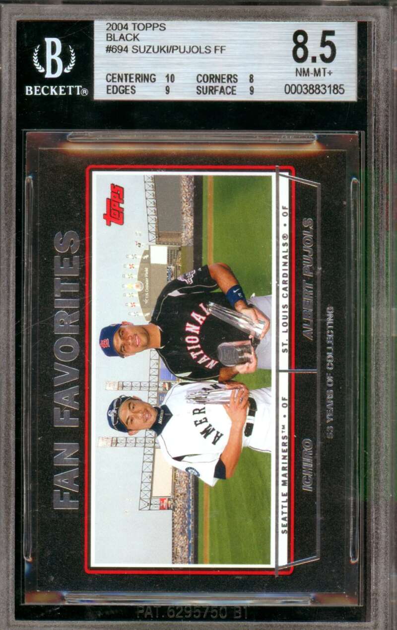 Albert Pujols / Ichiro Suzuki Card 2004 Topps Black (pop 3) (4/53) #694 BGS 8.5 Image 1