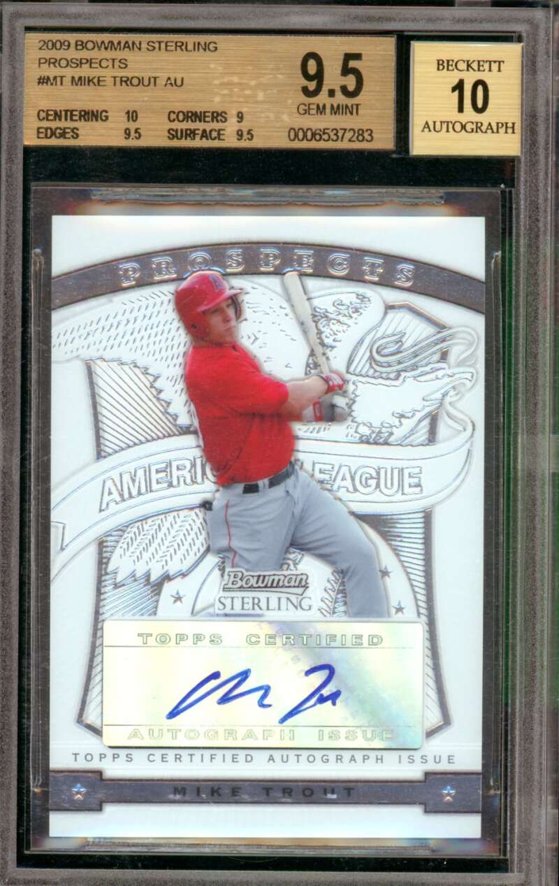 Mike Trout Rookie Card 2009 Bowman Sterling Autograph #MT BGS 9.5 Image 1