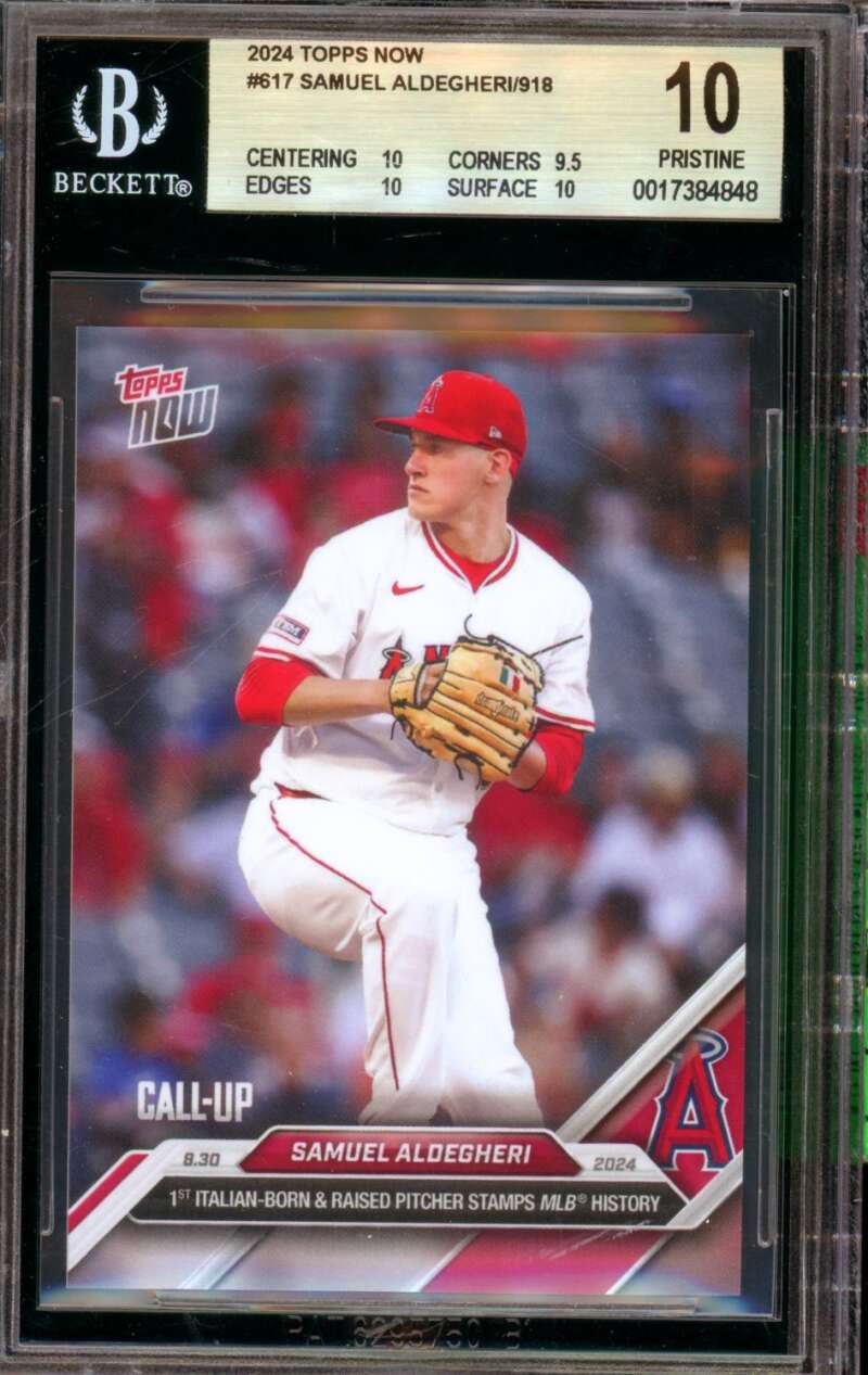 Samuel Aldegheri Rookie Card 2024 Topps Now #617 (PRISTINE) BGS 10 Image 1