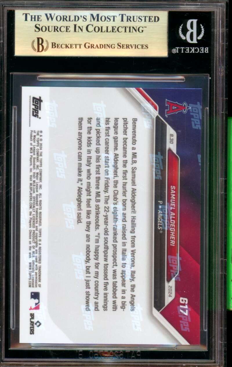 Samuel Aldegheri Rookie Card 2024 Topps Now #617 (PRISTINE) BGS 10 Image 2