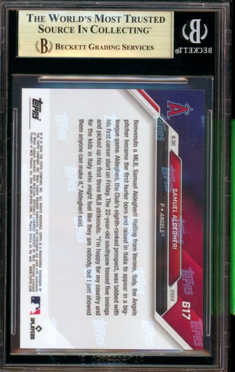 Samuel Aldegheri Rookie Card 2024 Topps Now #617 (PRISTINE) BGS 10 Image 2