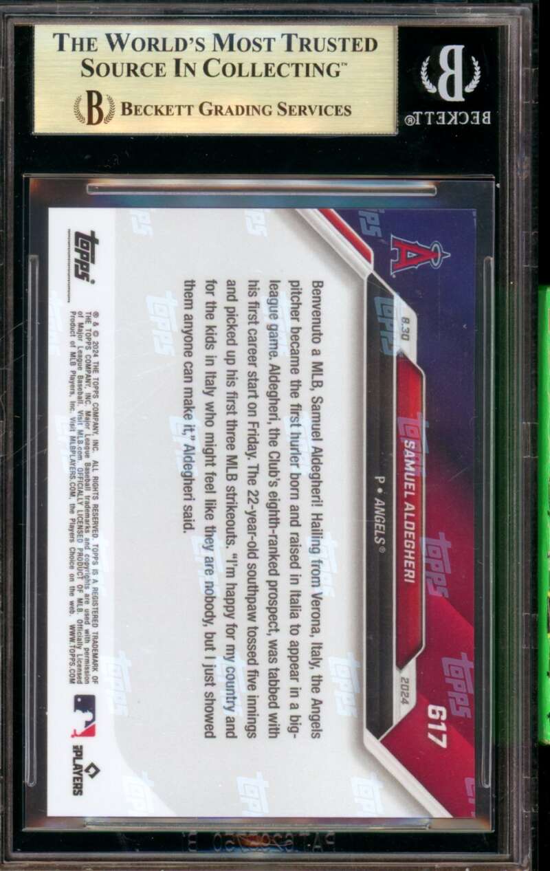 Samuel Aldegheri Rookie Card 2024 Topps Now #617 (PRISTINE) BGS 10 Image 2