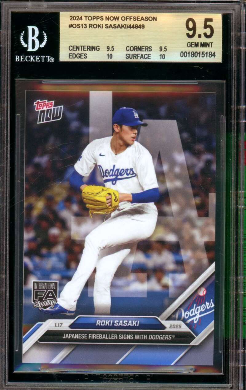 Roki Sasaki Rookie Card 2024 Topps Now #OS13 BGS 9.5 Image 1