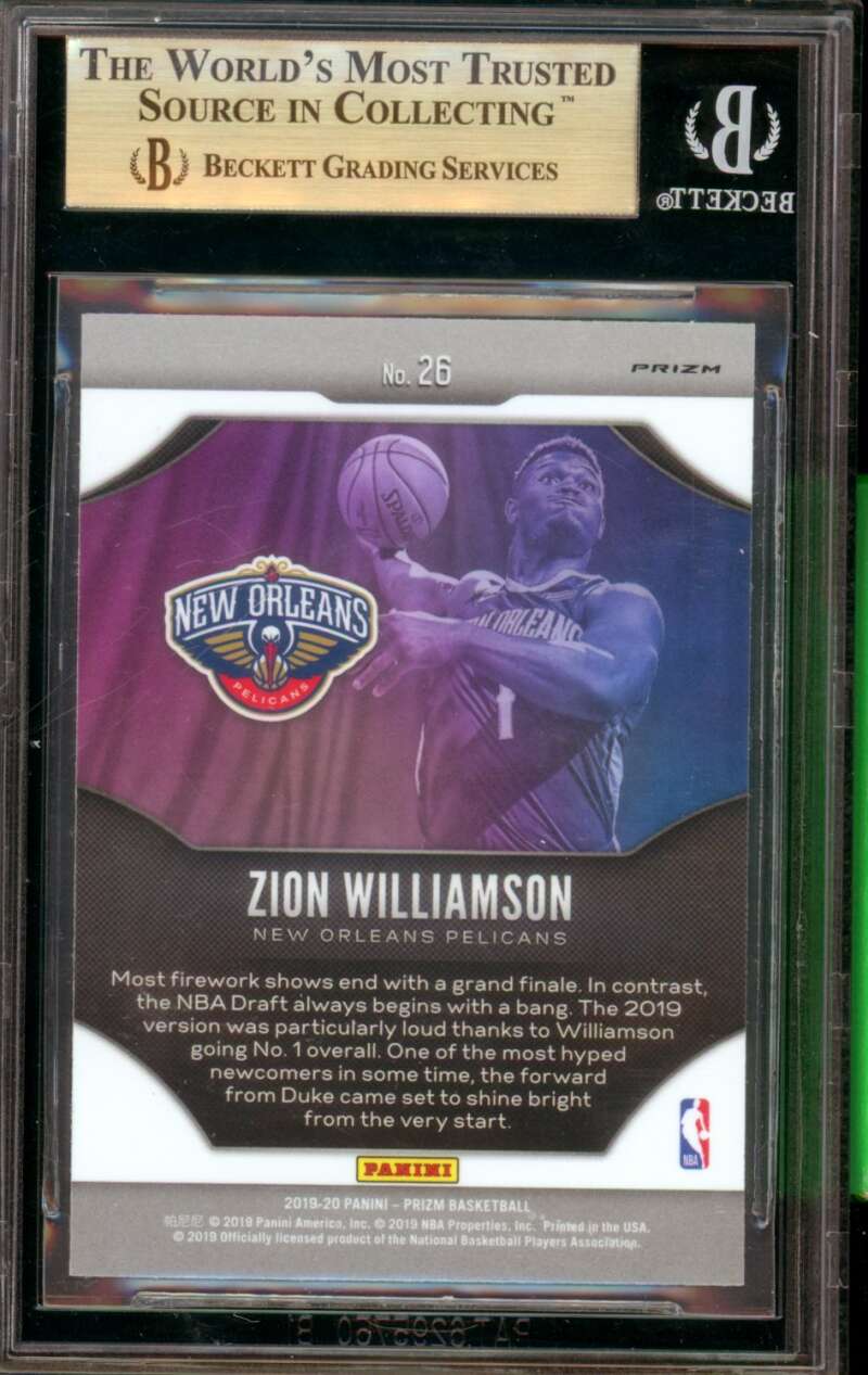 Zion Williamson Rookie Card 2019-20 Panini Prizm Fireworks Silver #26 BGS 9.5 Image 2
