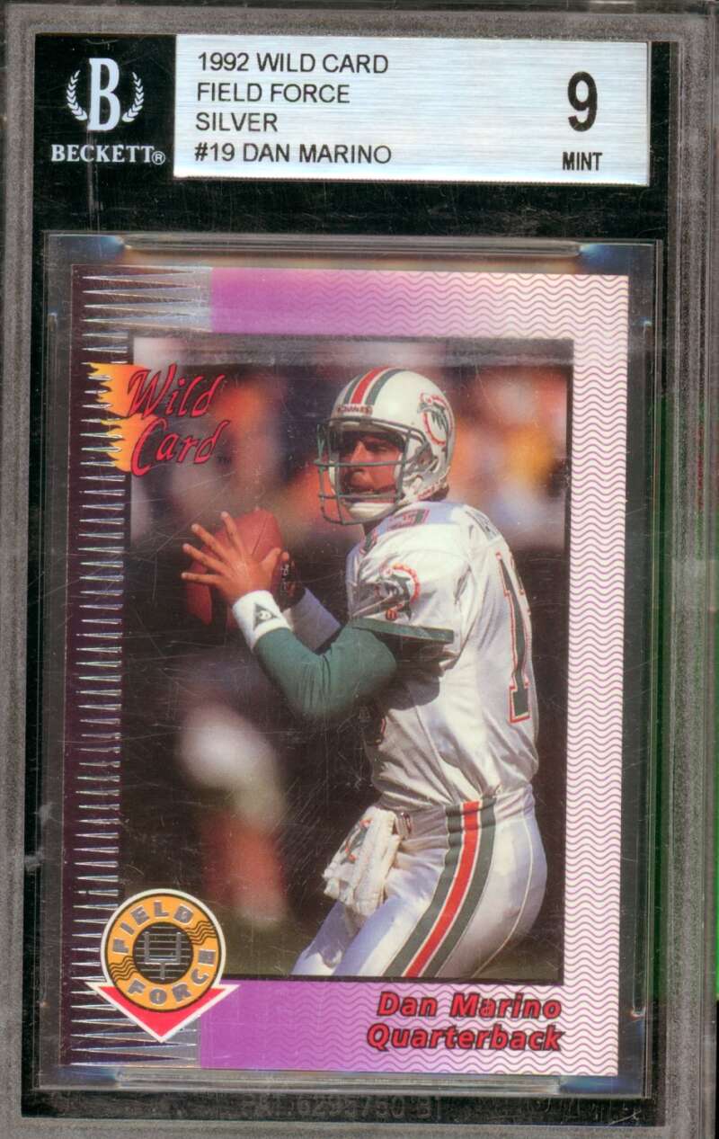 Dan Marino Card 1992 Wild Card Field Force Silver #19 BGS 9 (holder scratches) Image 1