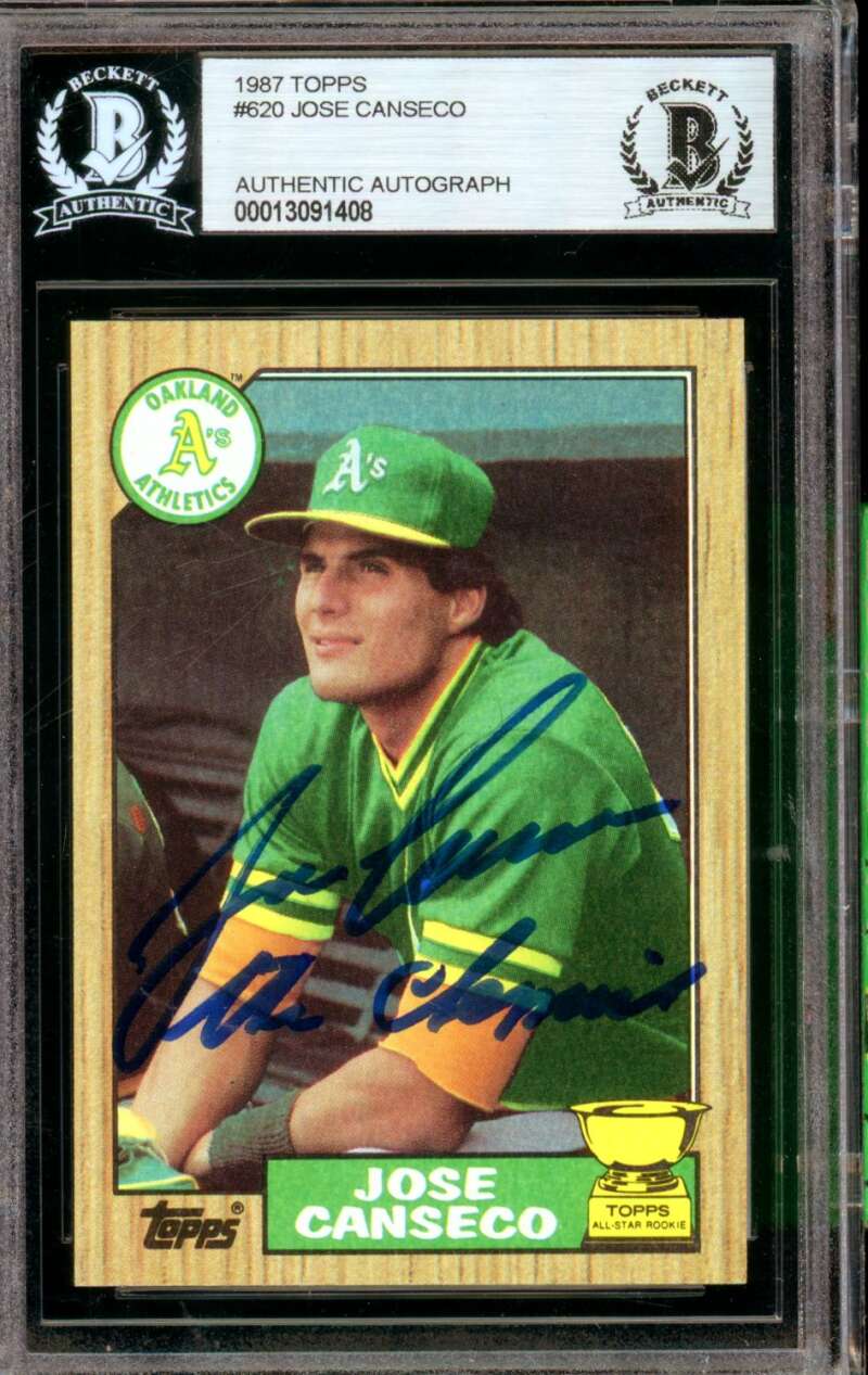 Jose Canseco Card 1987 Topps #620 BGS Authentic Autograph Image 1