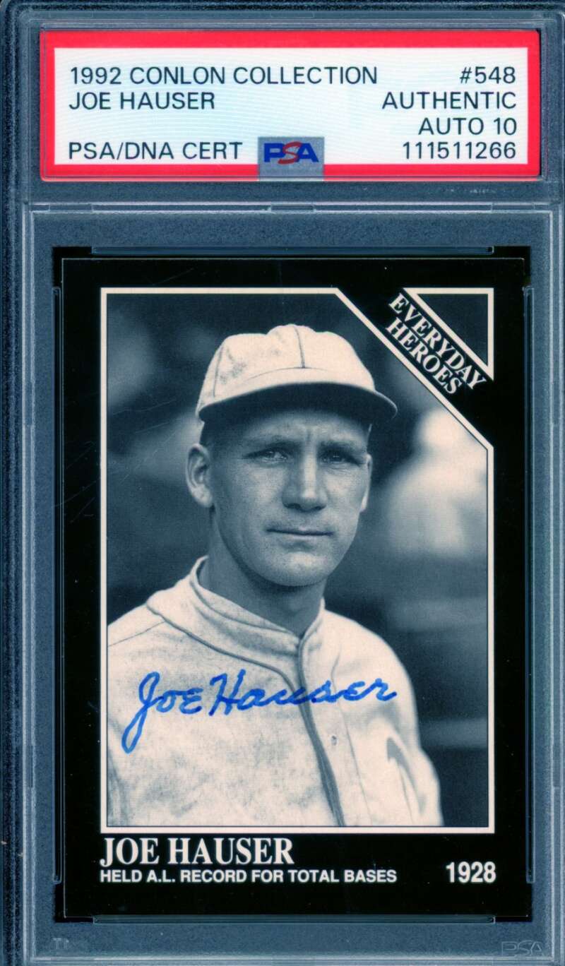Joe Hauser Card 1992 Conlon Collection Autograph #548 PSA/DNA Auto 10 Image 1