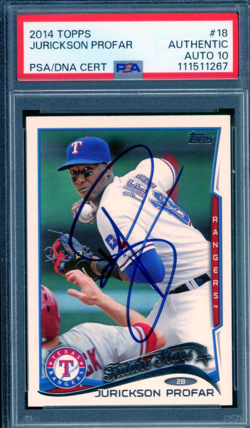 Jurickson Profar Card 2014 Topps Autograph #18 PSA/DNA Auto 10 Image 1