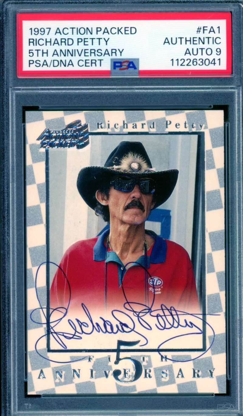 Richard Petty Card 1997 Action Packed Autograph #FA1 PSA/DNA Auto 9 Image 1