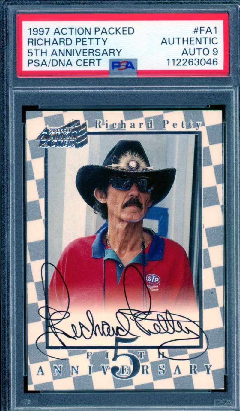 Richard Petty Card 1997 Action Packed Autograph #FA1 PSA/DNA Auto 9 Image 1