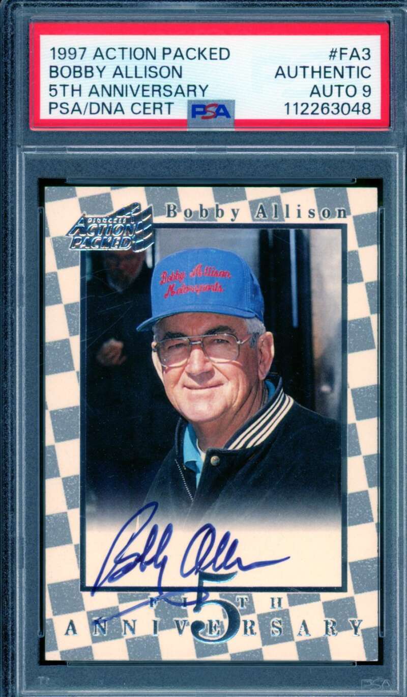 Bobby Allison Card 1997 Action Packed Autograph #FA3 PSA/DNA Auto 9 Image 1