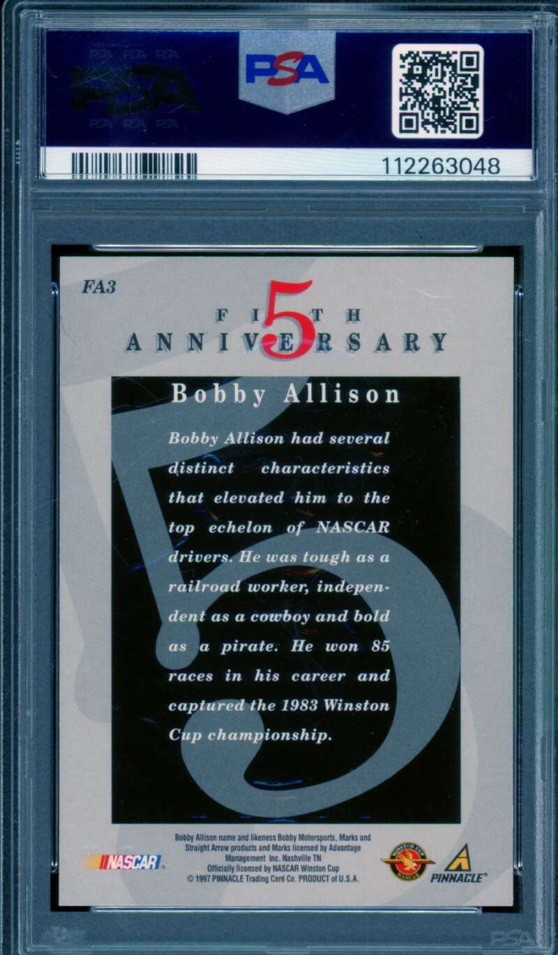 Bobby Allison Card 1997 Action Packed Autograph #FA3 PSA/DNA Auto 9 Image 2