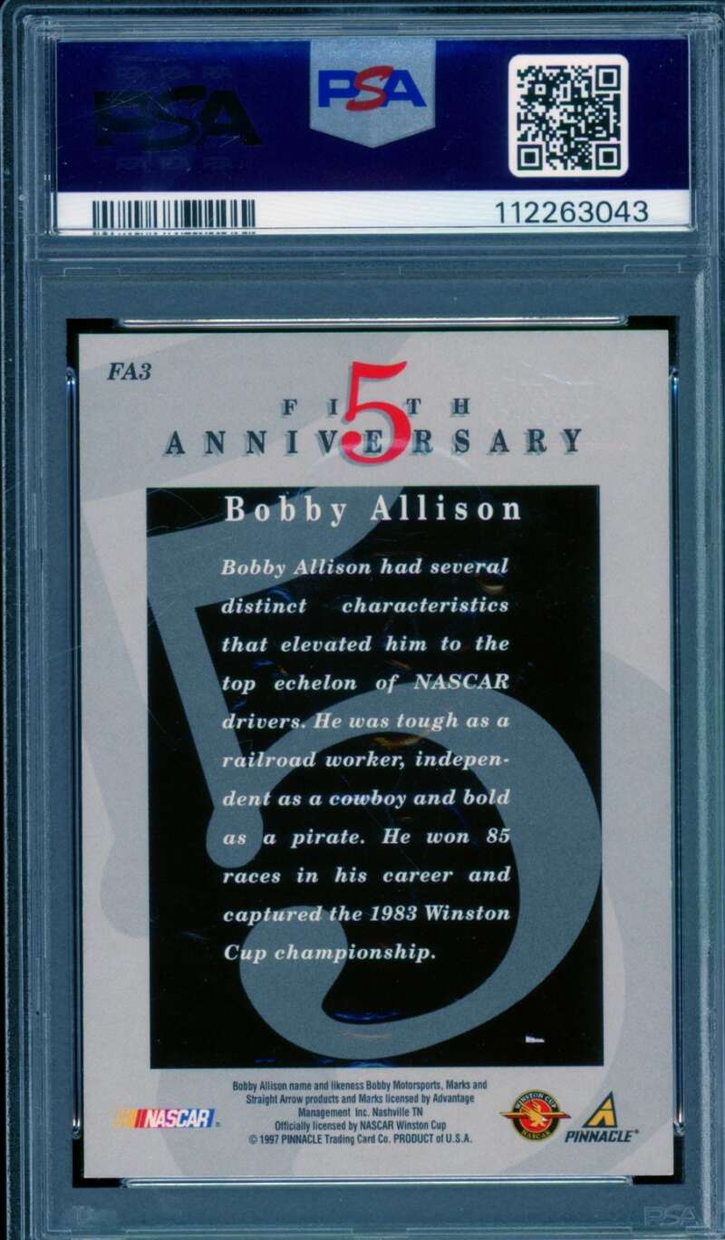 Bobby Allison Card 1997 Action Packed Autograph #FA3 PSA/DNA Auto 9 Image 2